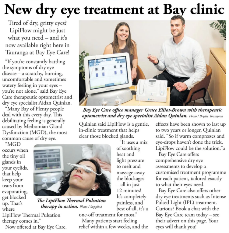 Bay Eye Care's new dry eye treatment Lipiflow features in The Weekend Sun July 2025!