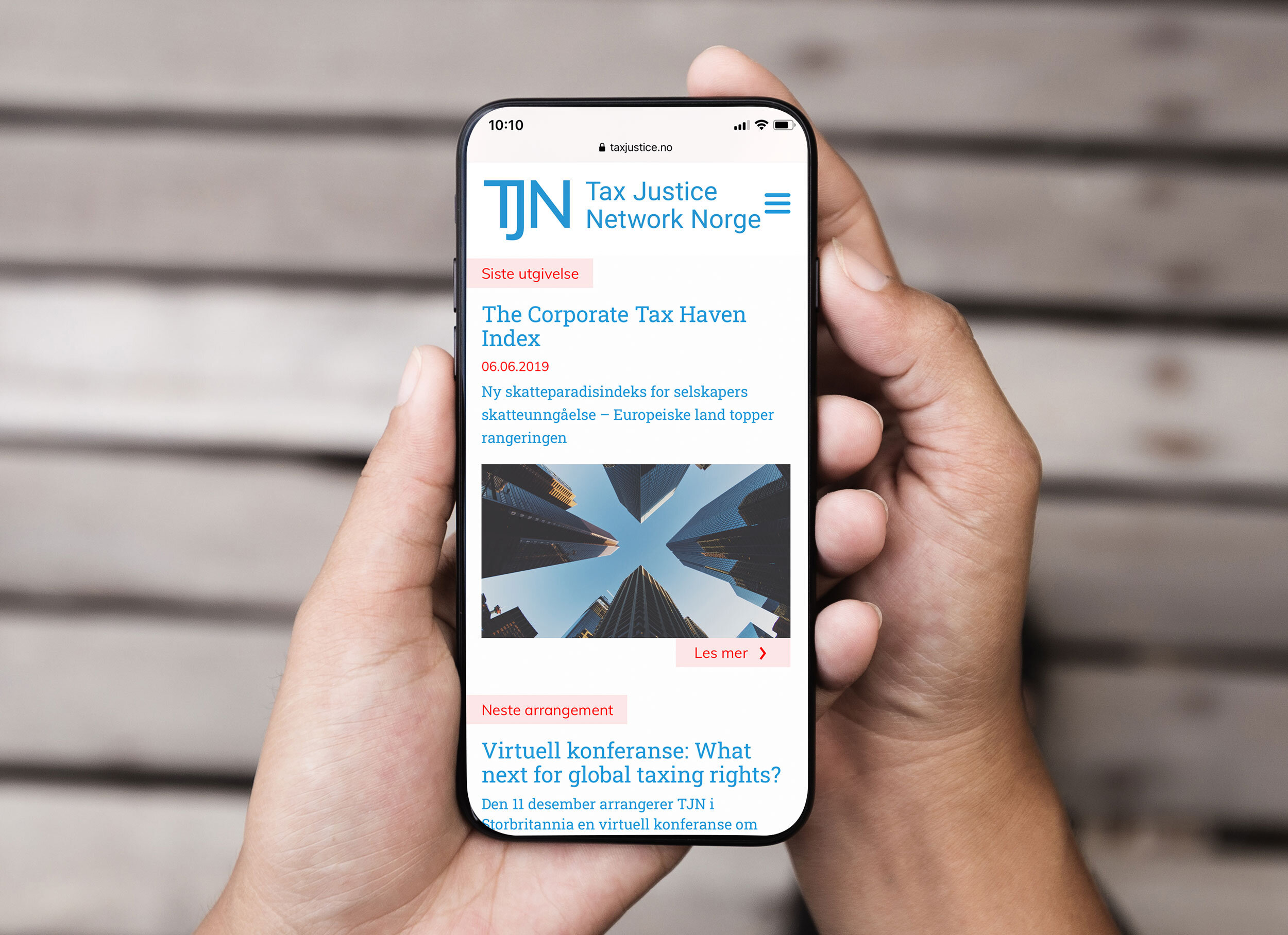 Webdesign for Tax Justice Network Norway 