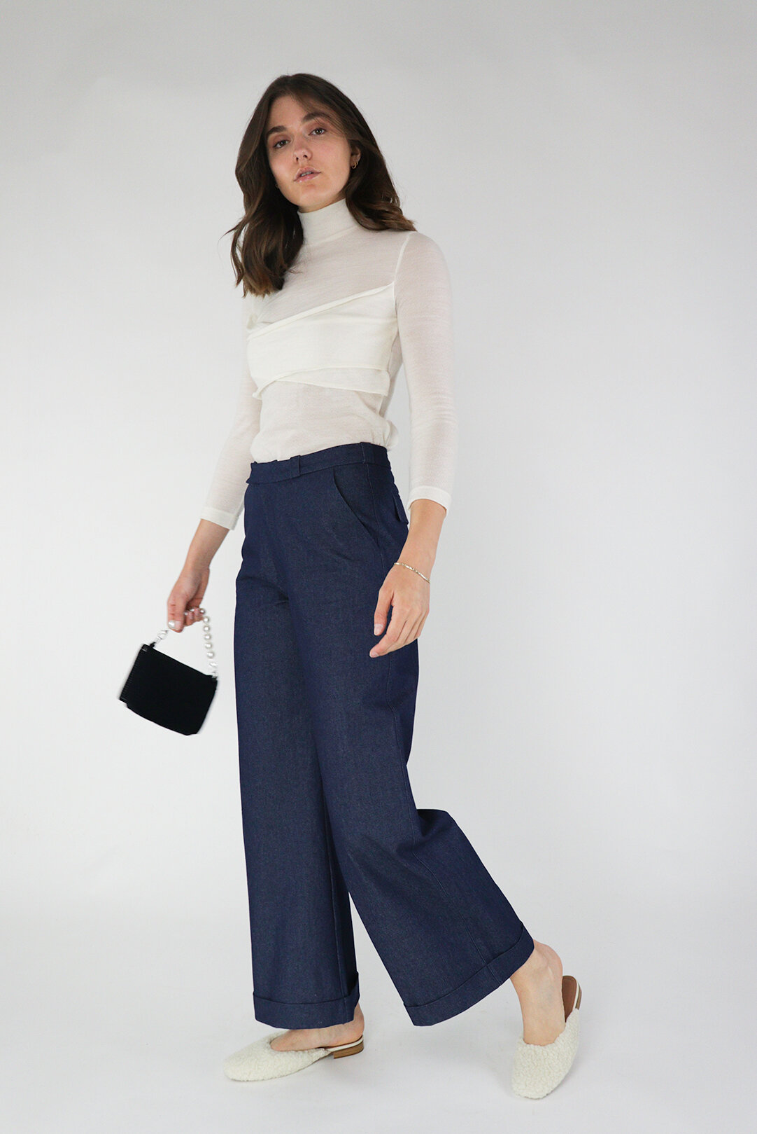 Denim Mid Rise Trousers | Gunda Hafner Ltd
