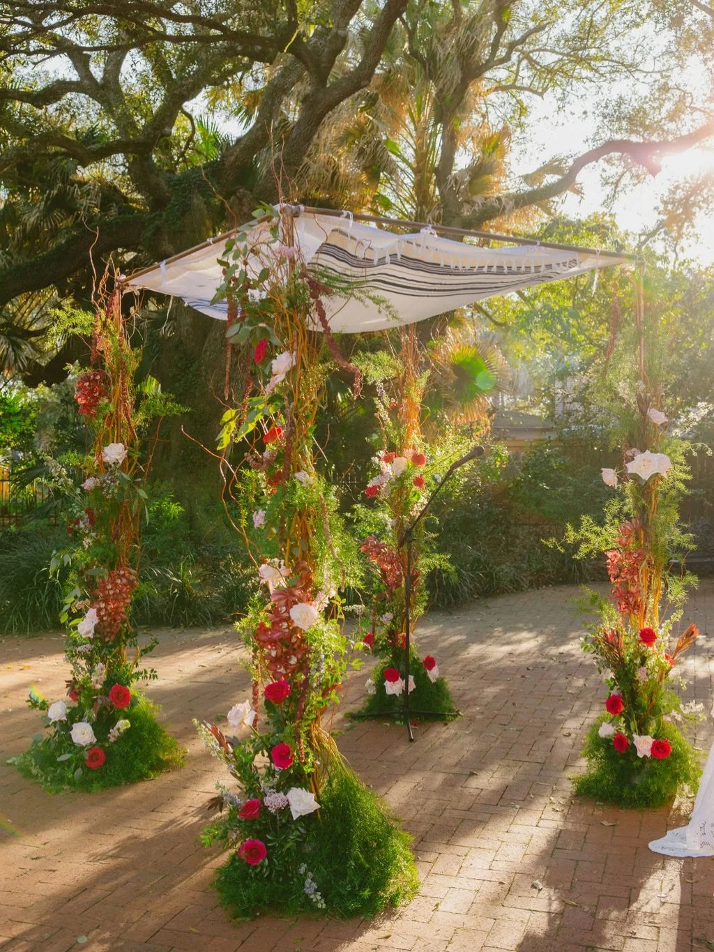 A chuppah is one of our favorite elements to design for ceremonies. 

It&rsquo;s the perfect opportunity to create an environment uniquely specific to each couple, and we absolutely loved the color, texture, and familial significance this chuppah bro