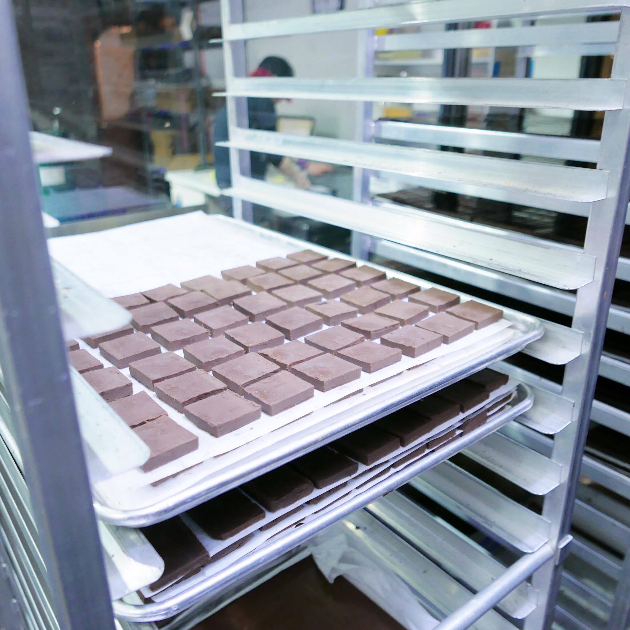 Cut and cooled chocolate
