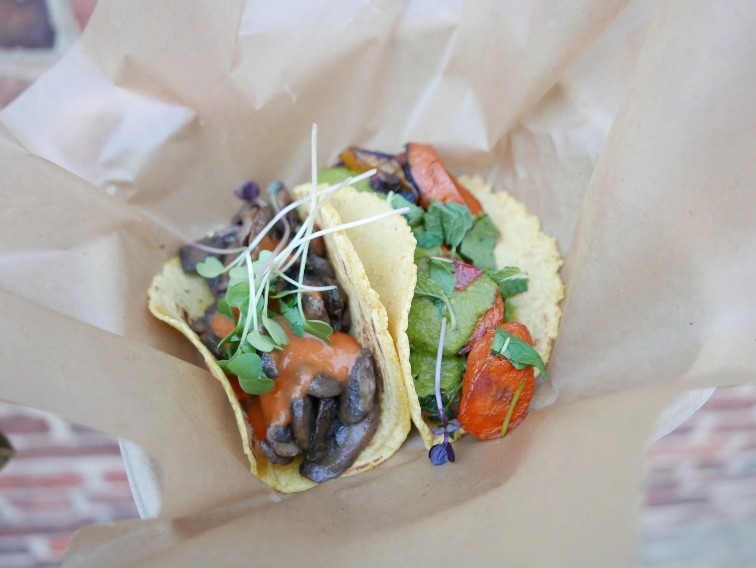 Mushroom Taco and Carrot Taco