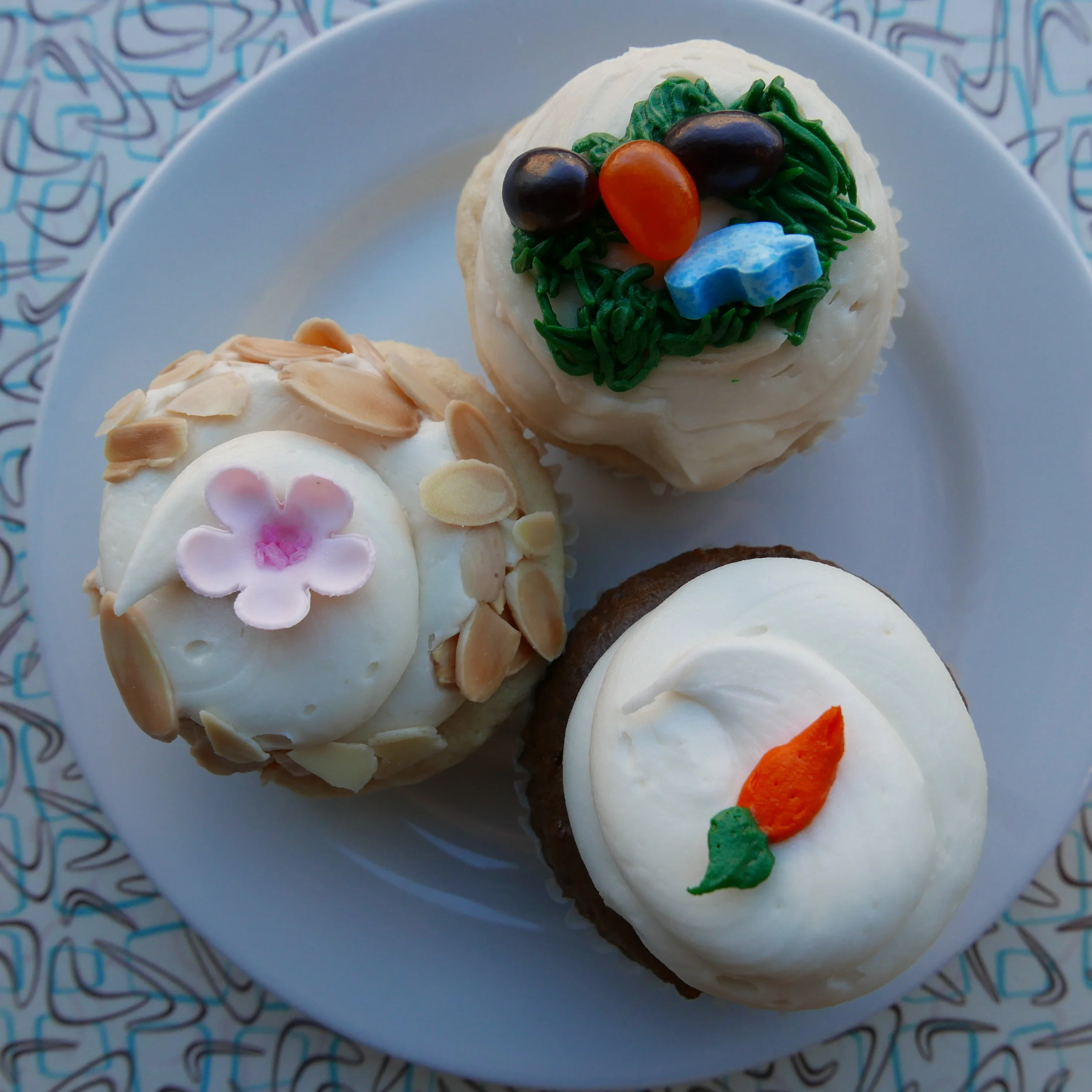 Cherry Blossom Cupcake, Easter Vanilla Cupcake, Carrot Cupcake