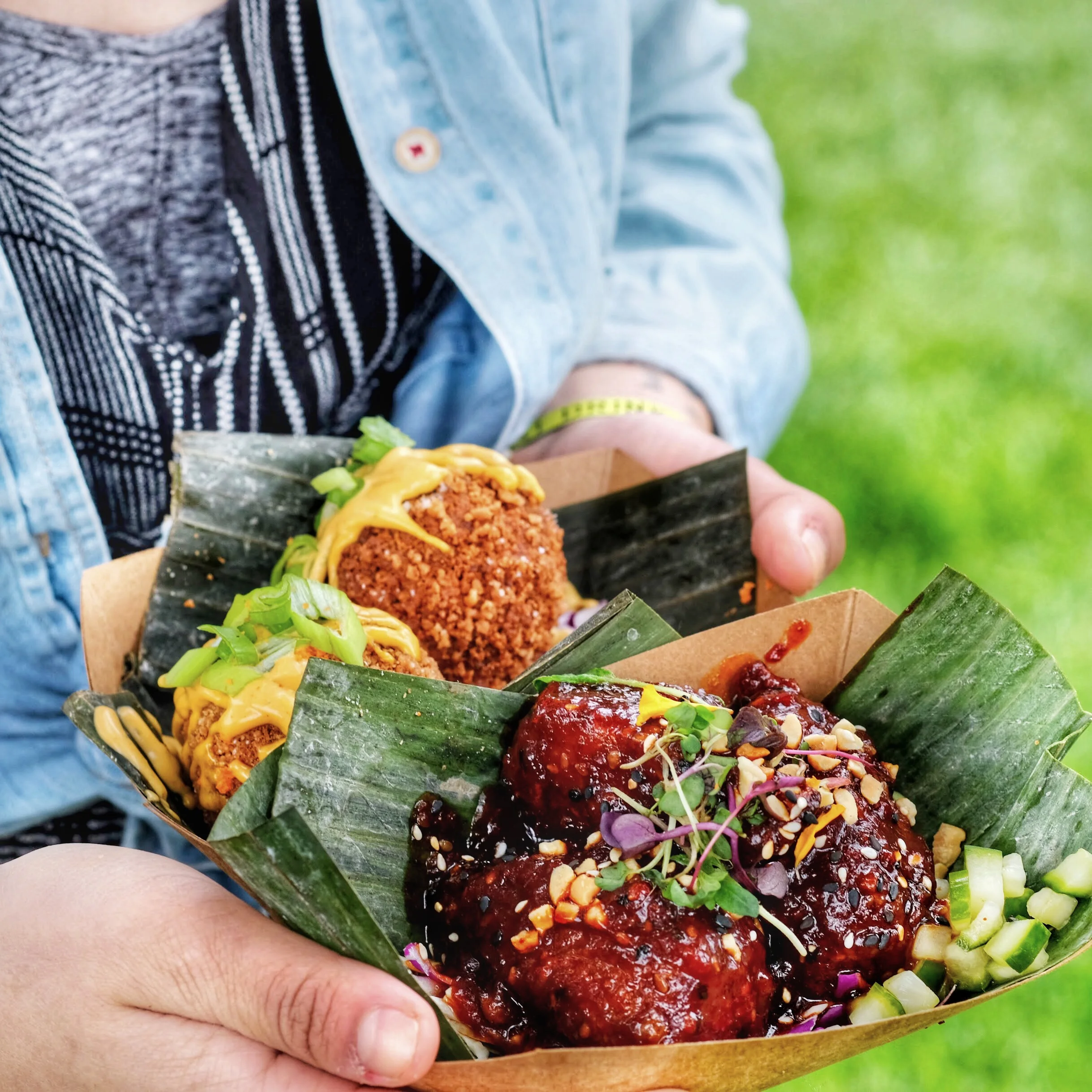 From Seattle, Washington with serious tiki vibes. Featured here is the fried mac and cheese balls and the fried spicy Korean seitan