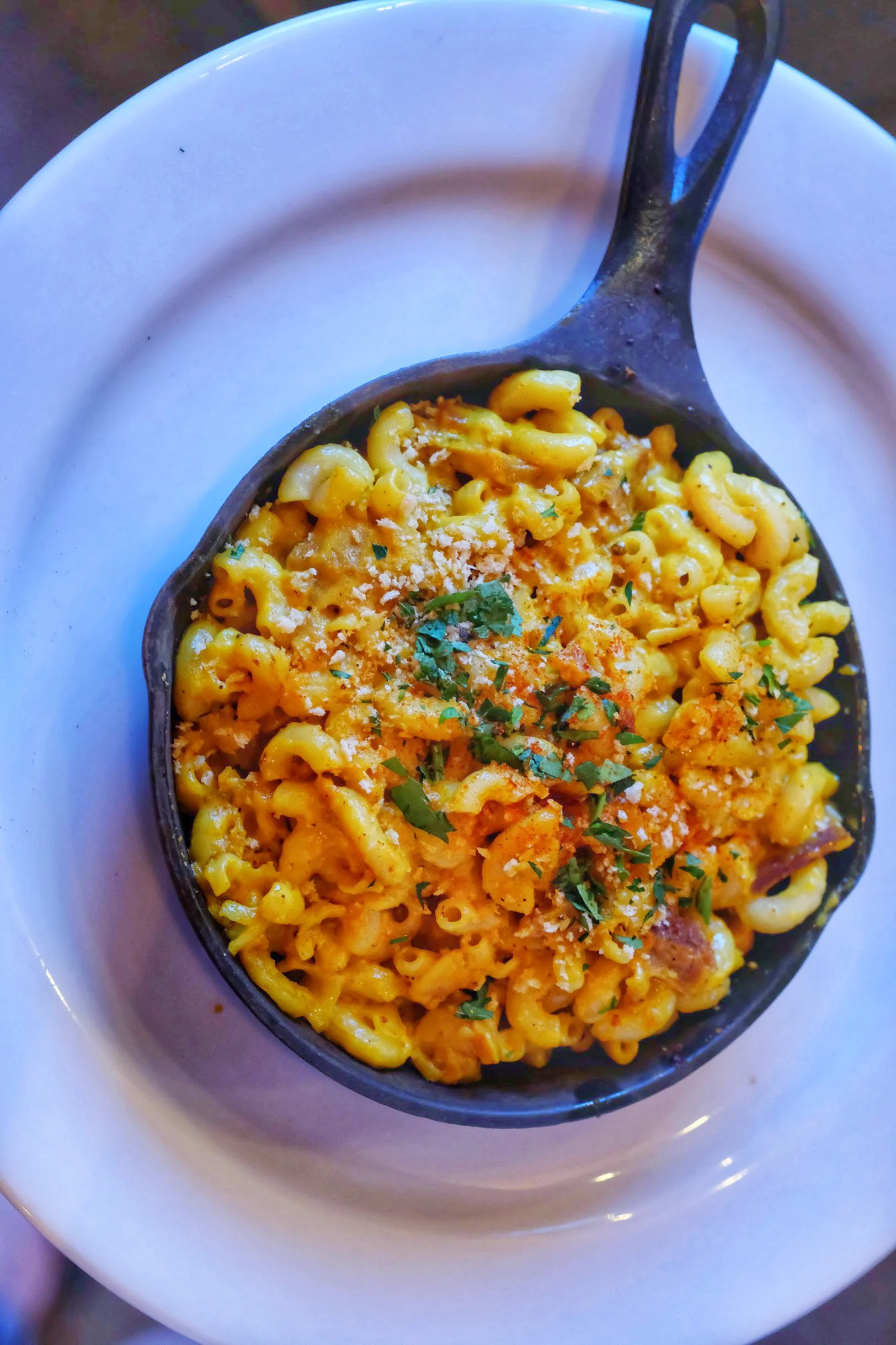 Elbow macaroni, cheddar cheese sauce, and panko. (SF)