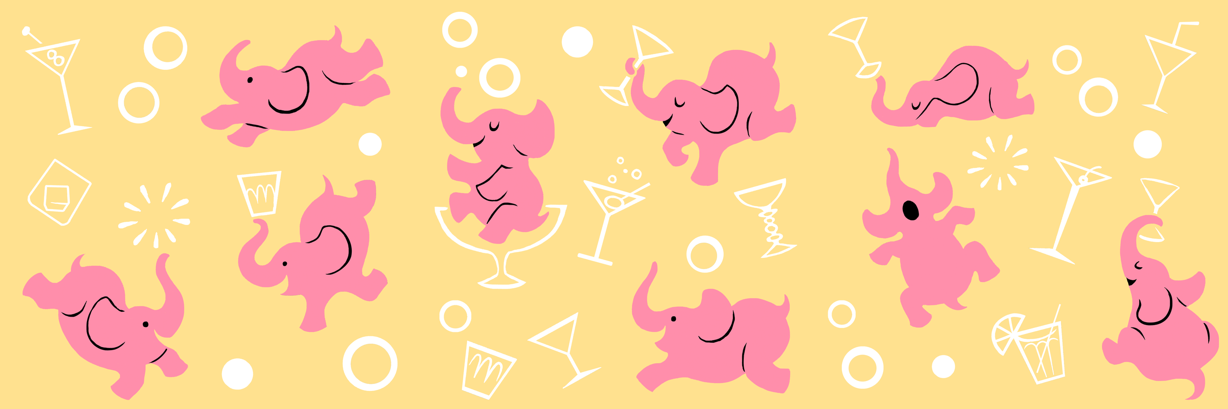 Pink Elephants Pattern, PSYCHO APPAREL