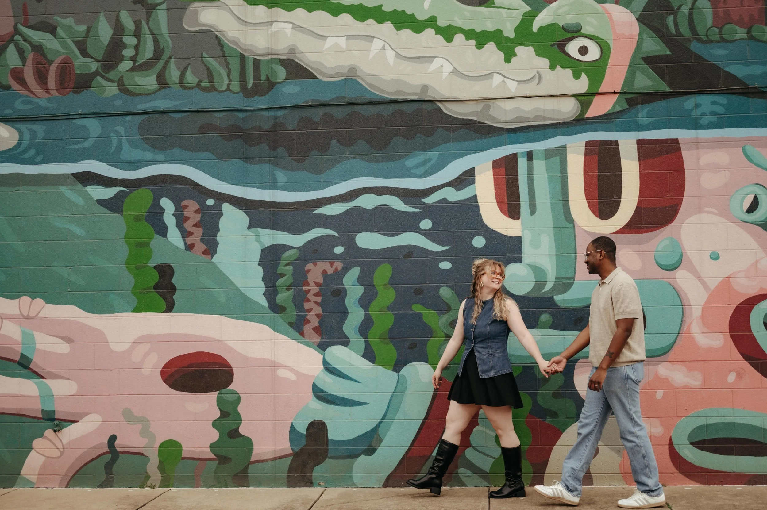 Exploring Memphis: Colorful Midtown Mural Couples Session