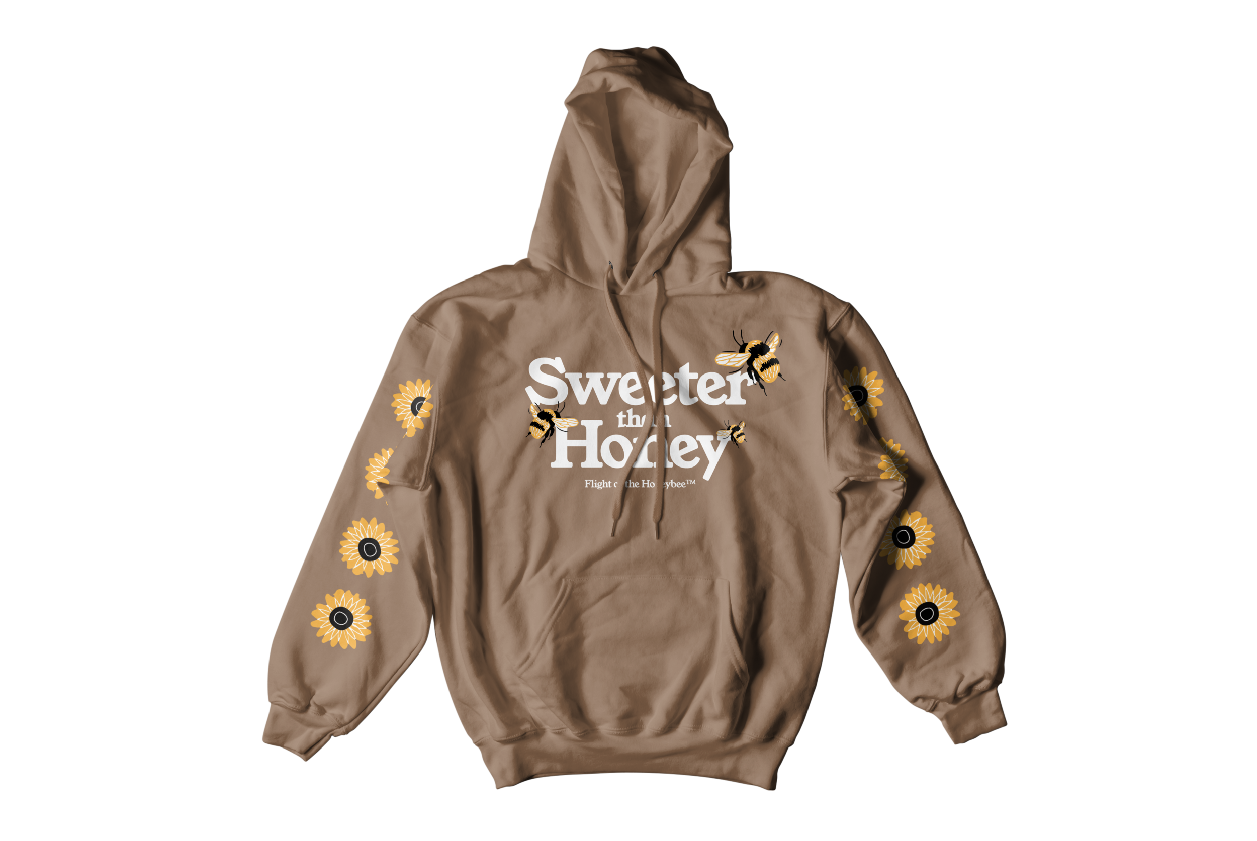 Sweeter than Honey brown hoodie from Flight of the Honeybee. Merch by Ausar.