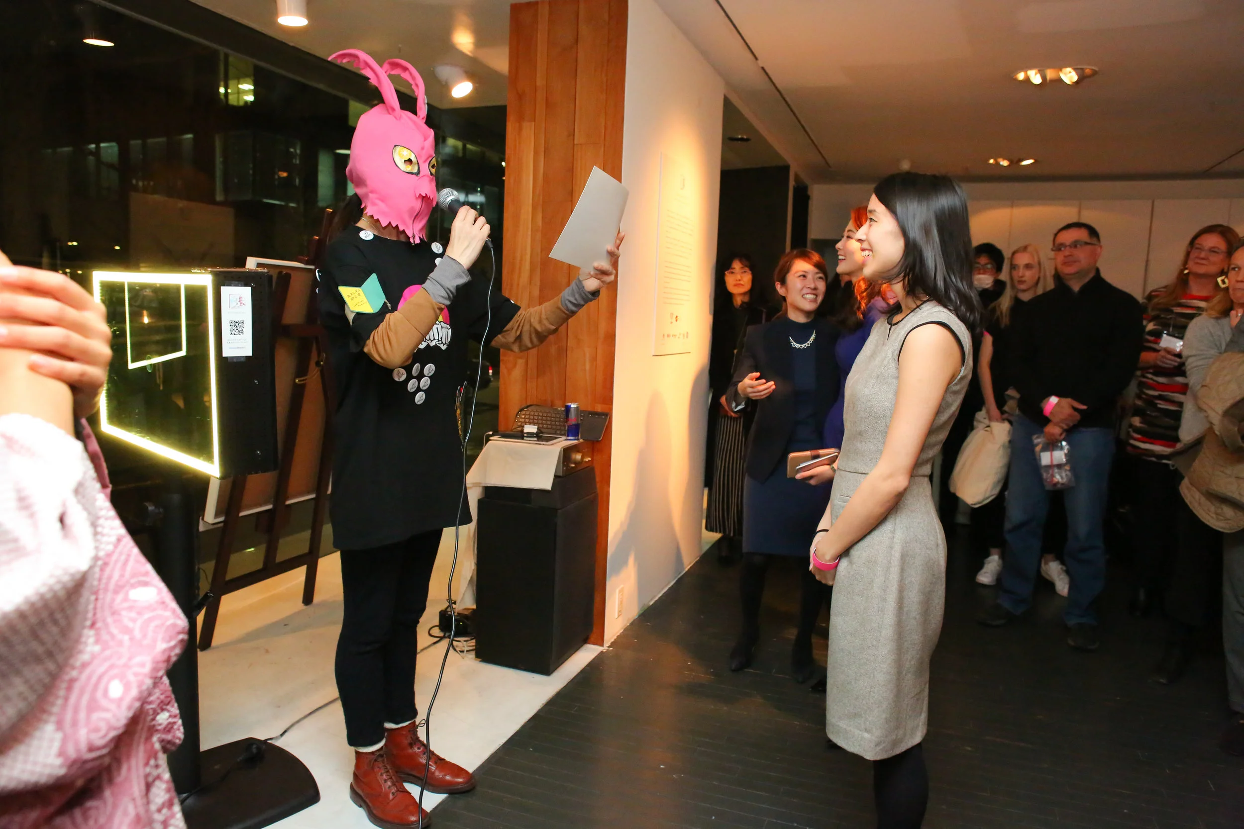 Blossom Blast show March 8 2017 at UltraSuperNew Gallery TGT is giving the certificate to Lean In Tokyo. photo by Maiko Miyagawa