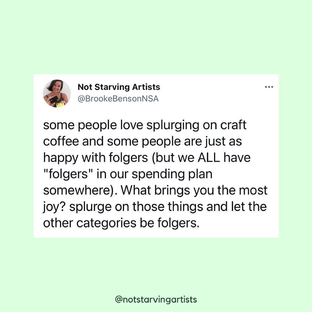 If you get my weekly newsletter, you heard me talk about this 👀

(and if you wanna GET on the newsletter list, DM me your email!)

What is the &ldquo;Folgers&rdquo; of your spending plan and what is the &ldquo;craft coffee&rdquo;? 👇

I&rsquo;LL STA