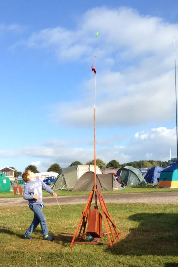 My trebuchet launches a water bomb