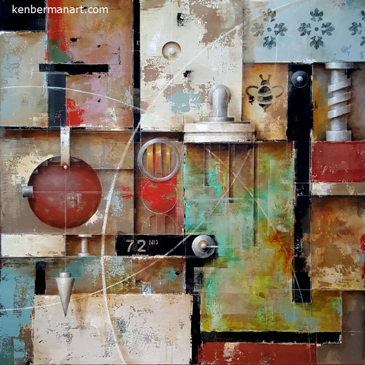Title: Urban Fabric Medium: Oil & Colored Pencil on Canvas Size: 30" x 30" Copyright: 2017 Catalog #: 17.001