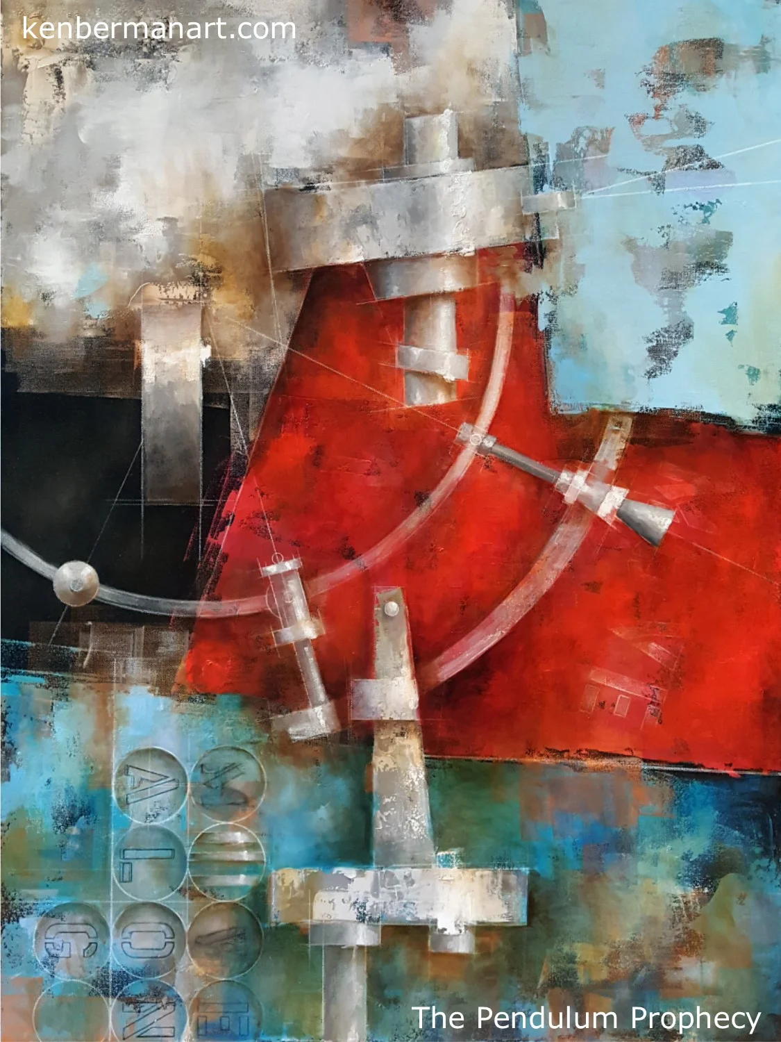 Title: The Pendulum Prophecy Medium: Oil & Colored Pencil on Canvas Size: 40" x 30" Copyright: 2017