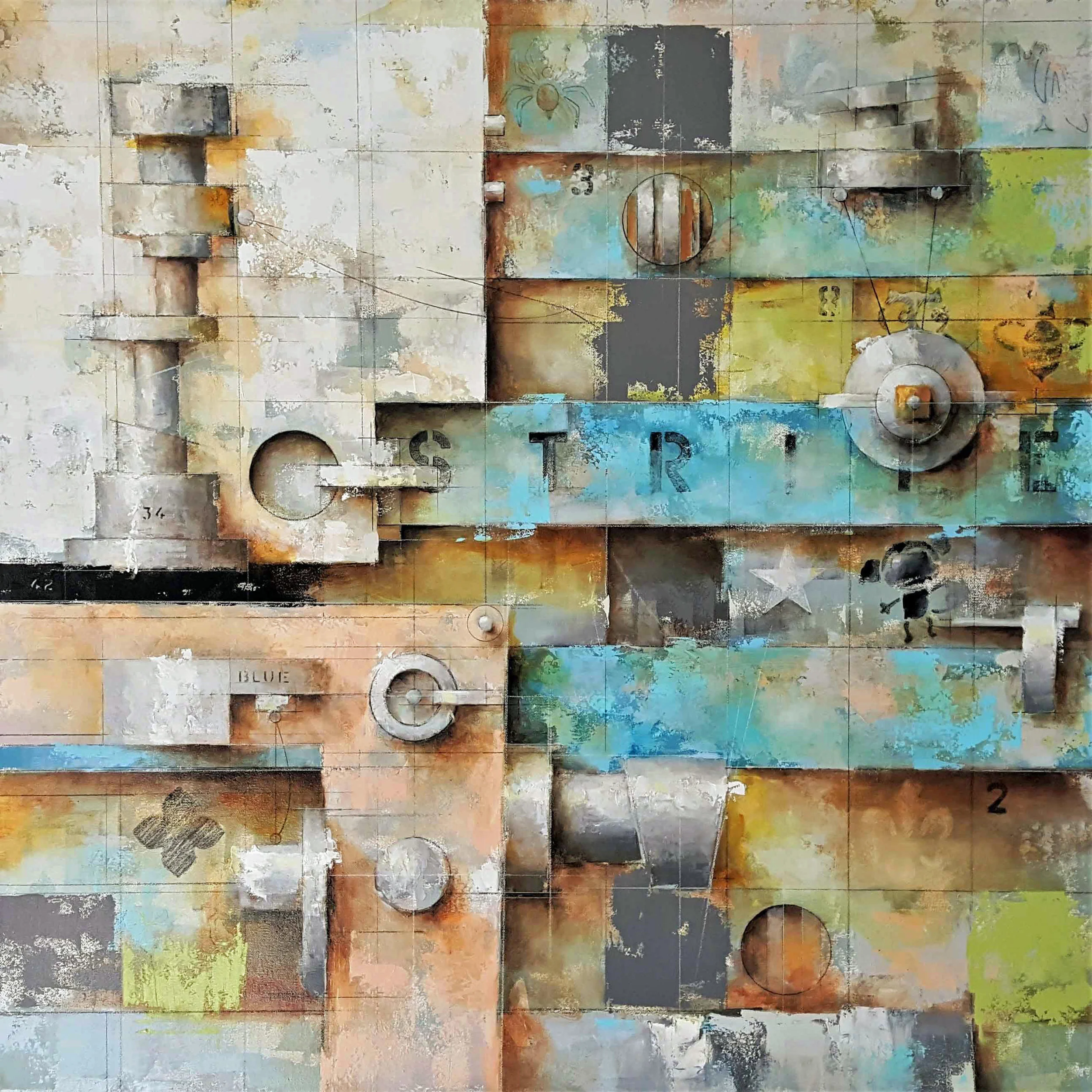 Title: Baby Blue Stripe Medium: Mixed Media Size: 36” x 36” Copyright: 2018