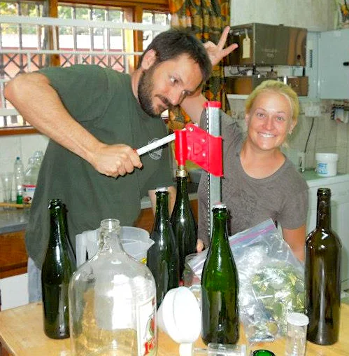 Above: Bottling a fermentation experiment when we looked a little younger