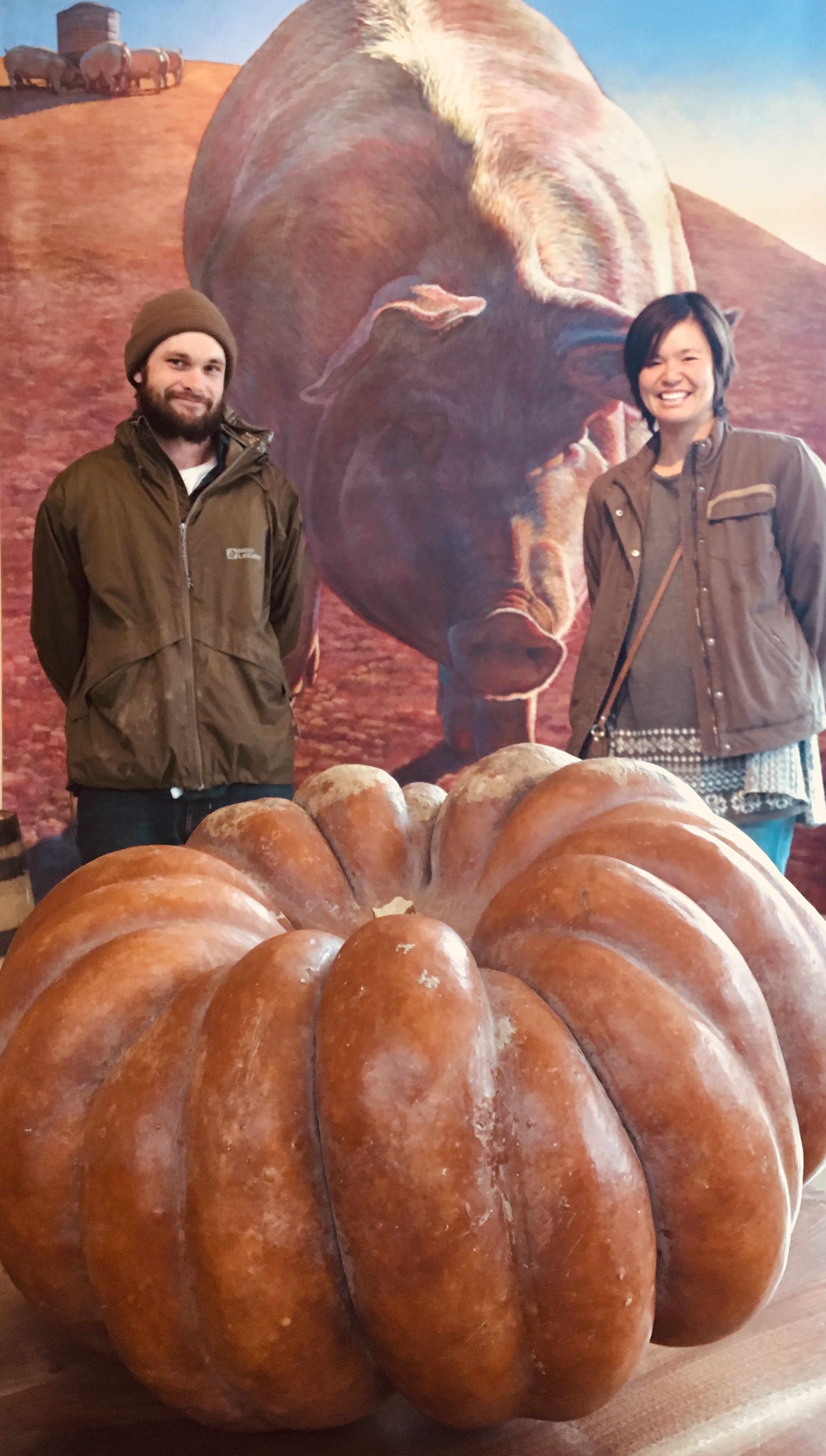 Above: Pat and Sarah from Squashington farm with their giant pumpkin that we cooked into pumpkin cobbler at Brix