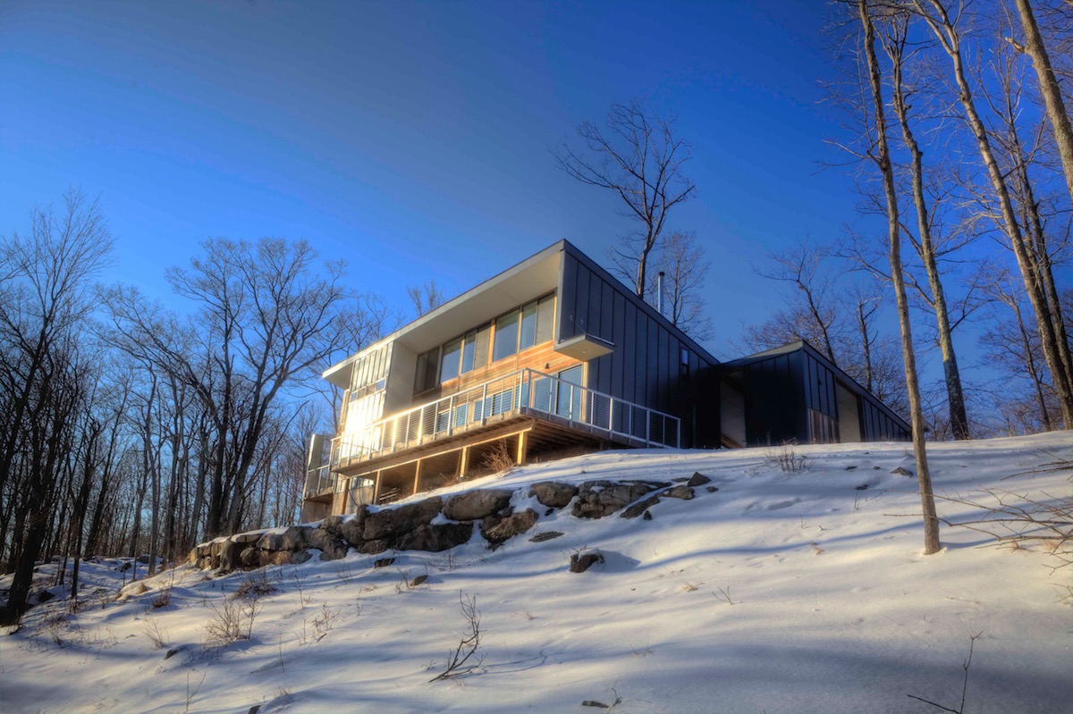 sun shining on modern home