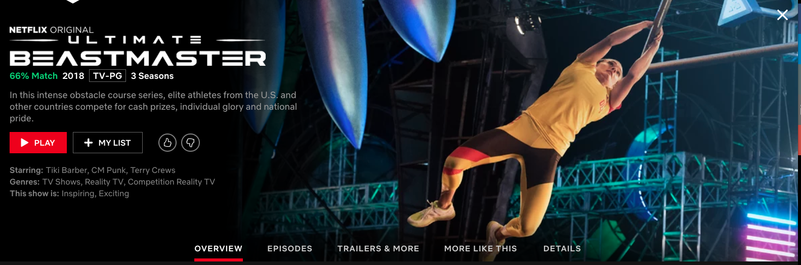 Netflix UI Screen Hero Image—Ultimate Beastmaster