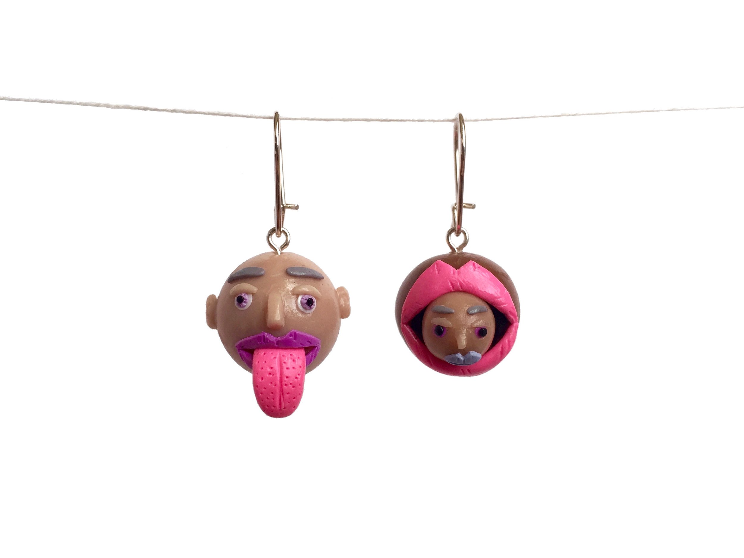 Head Tongue Mouth Polymer Clay Earring