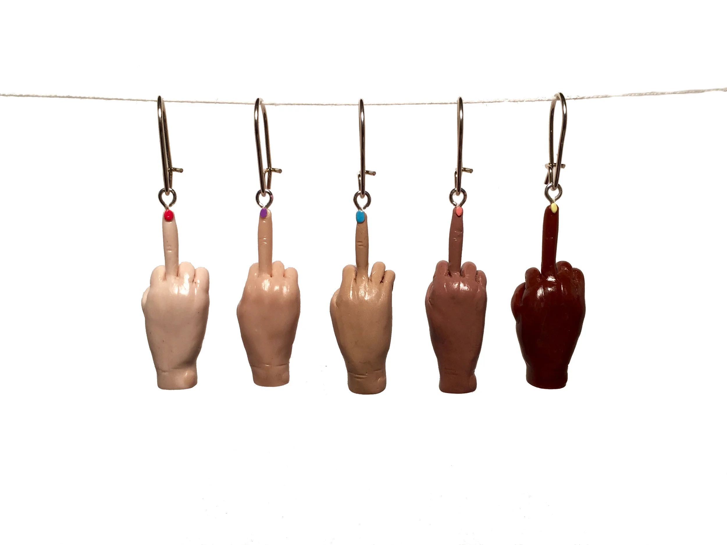 Middle Finger Polymer Clay Earring