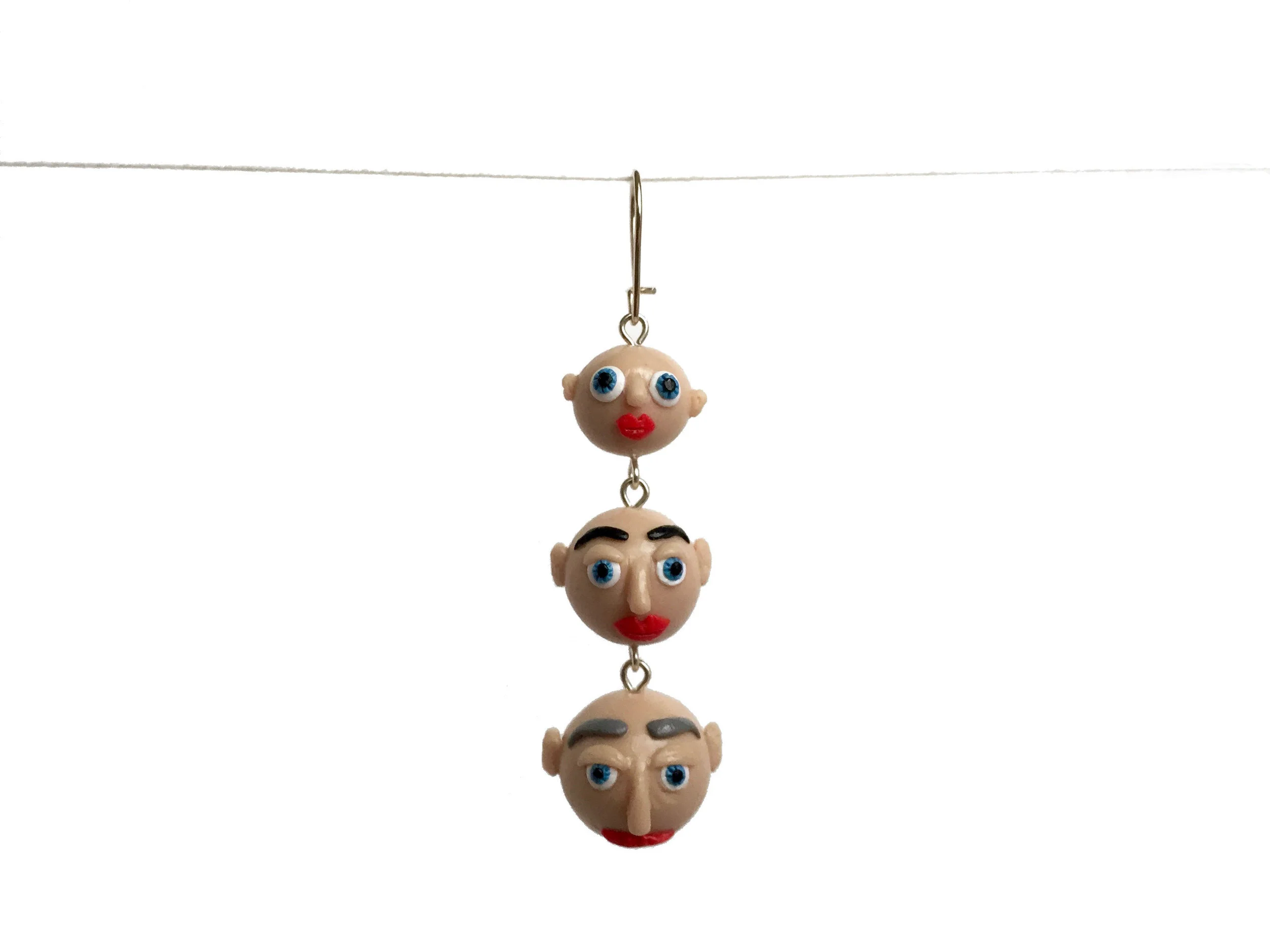 Tiered Aging Heads Polymer Clay Earring