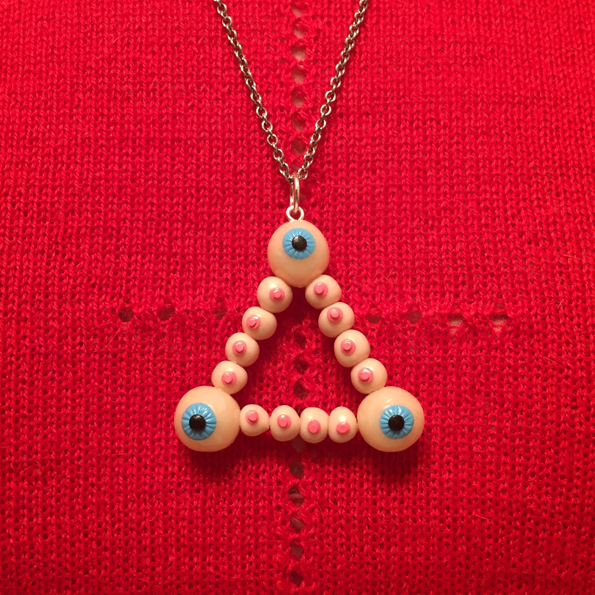 Eye and Boob Triangle Polymer Clay Pendant