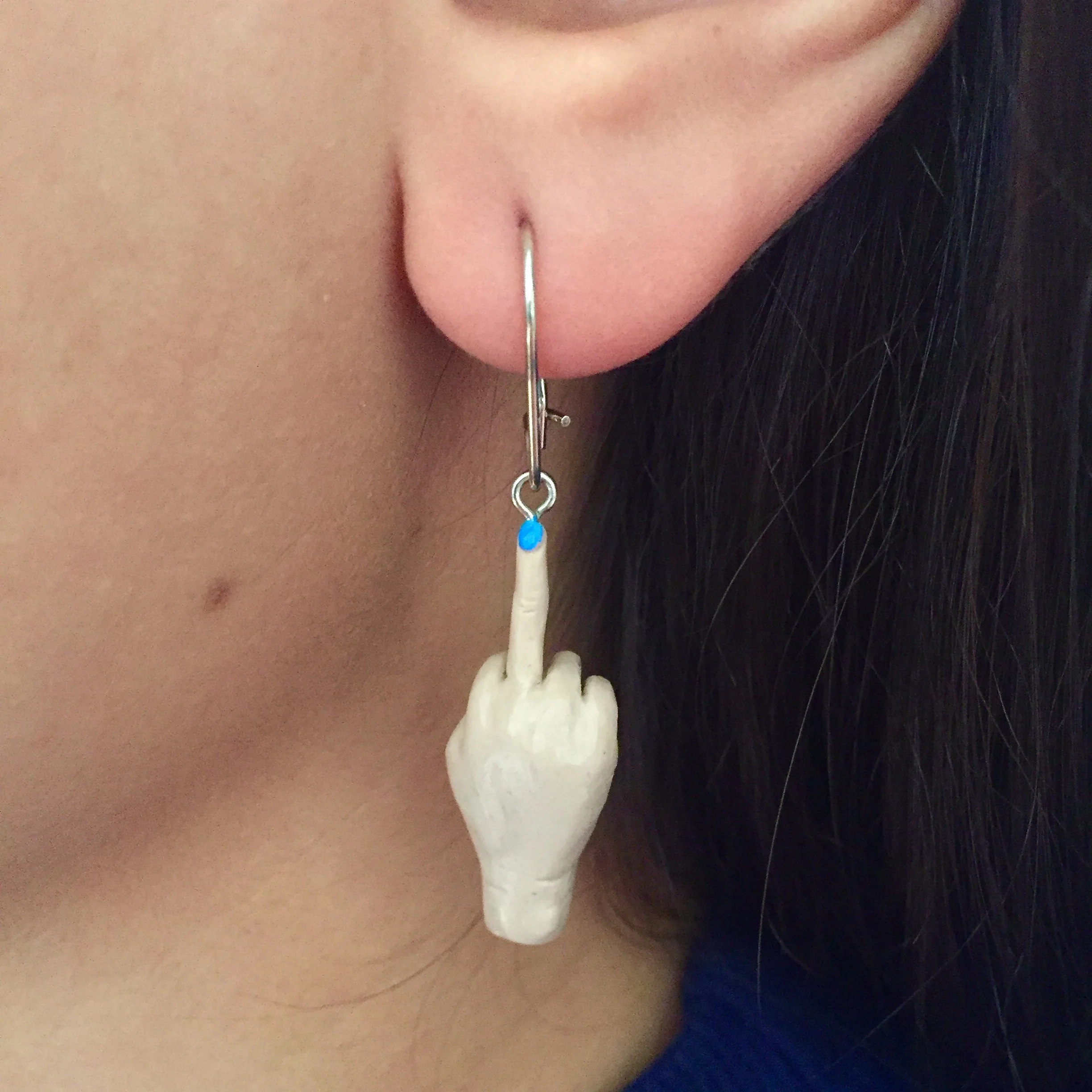 Middle Finger Polymer Clay Earring