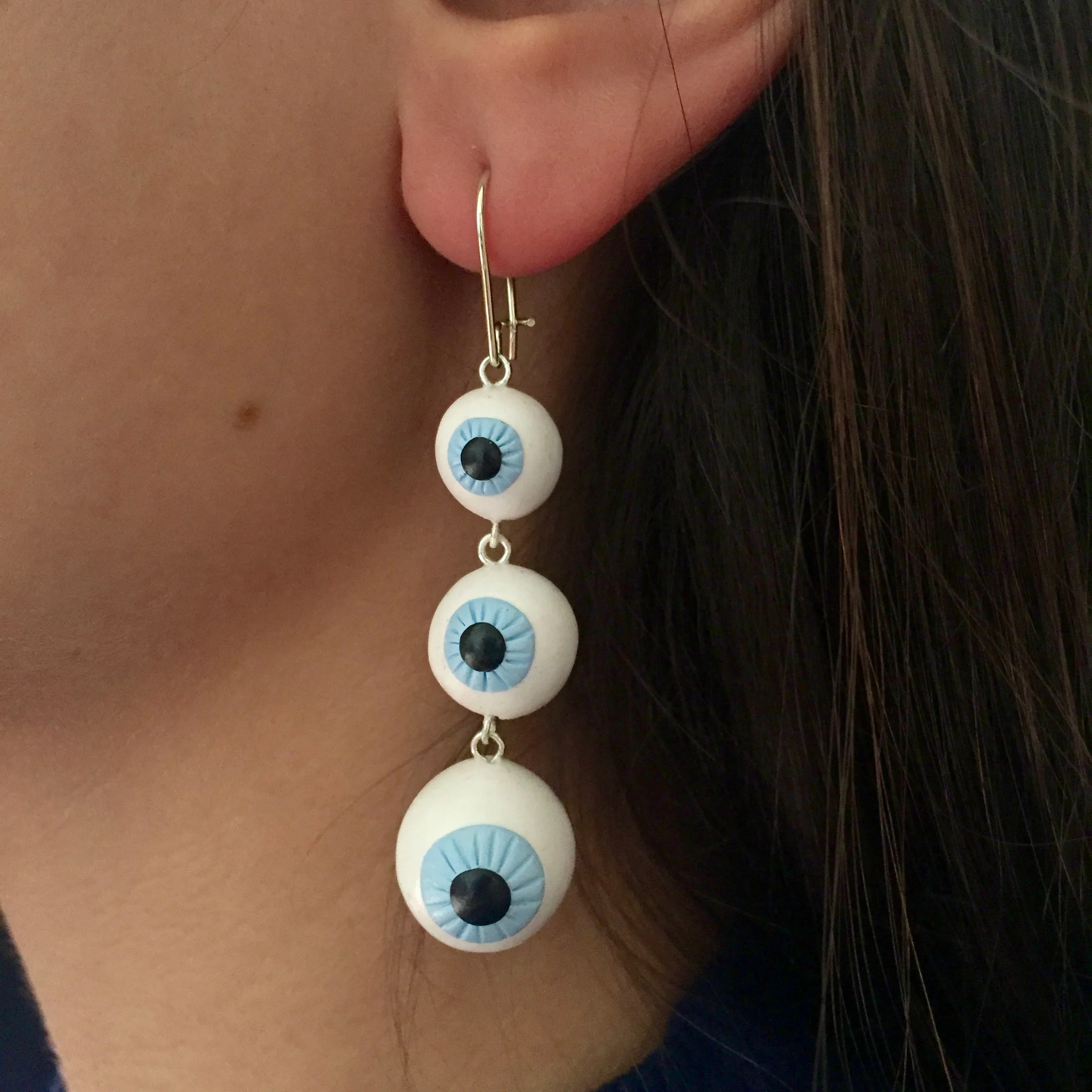 Tiered Eyeball Polymer Clay Earrings