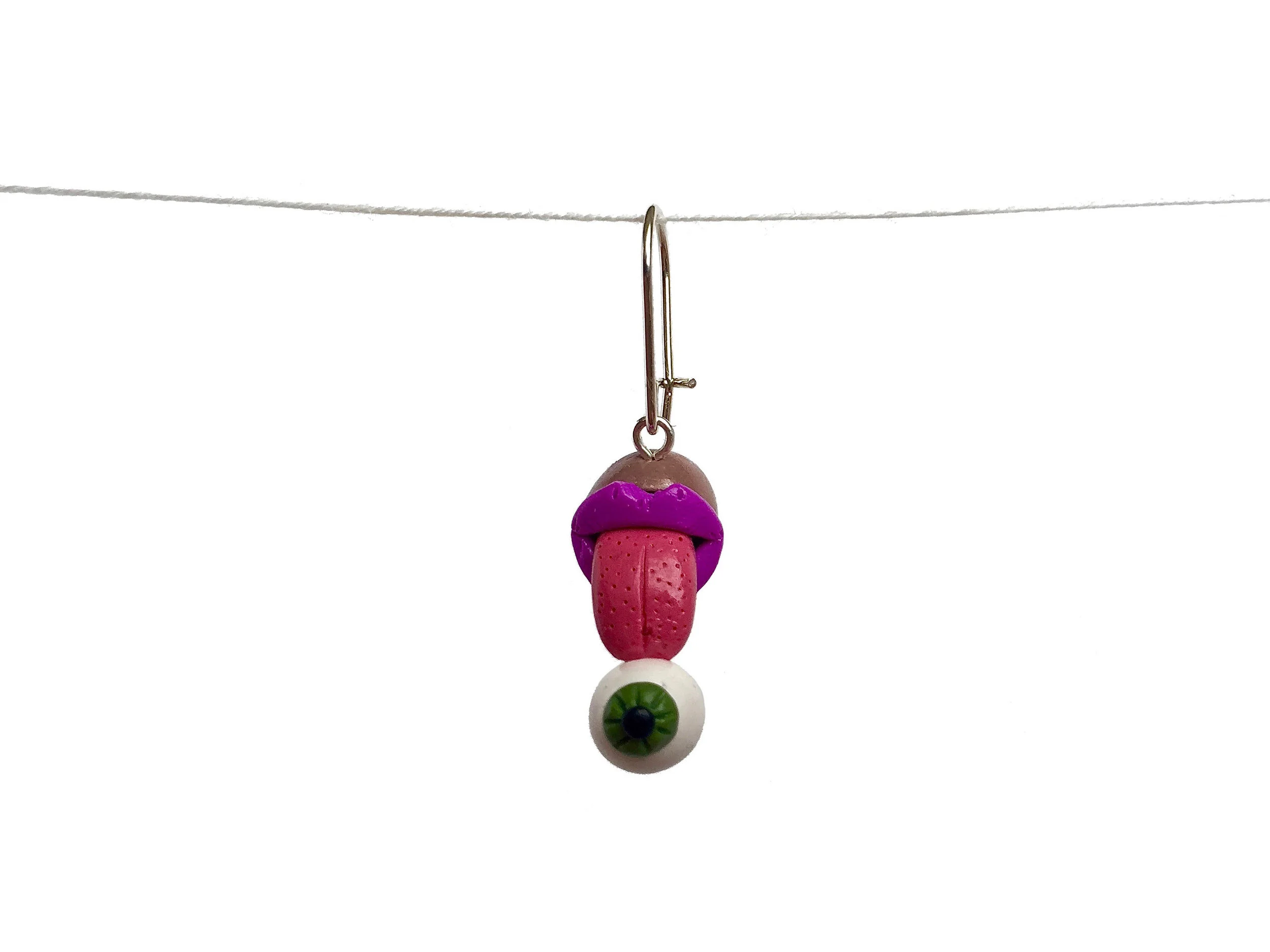 Tongue Licking Eyeball Polymer Clay Earring