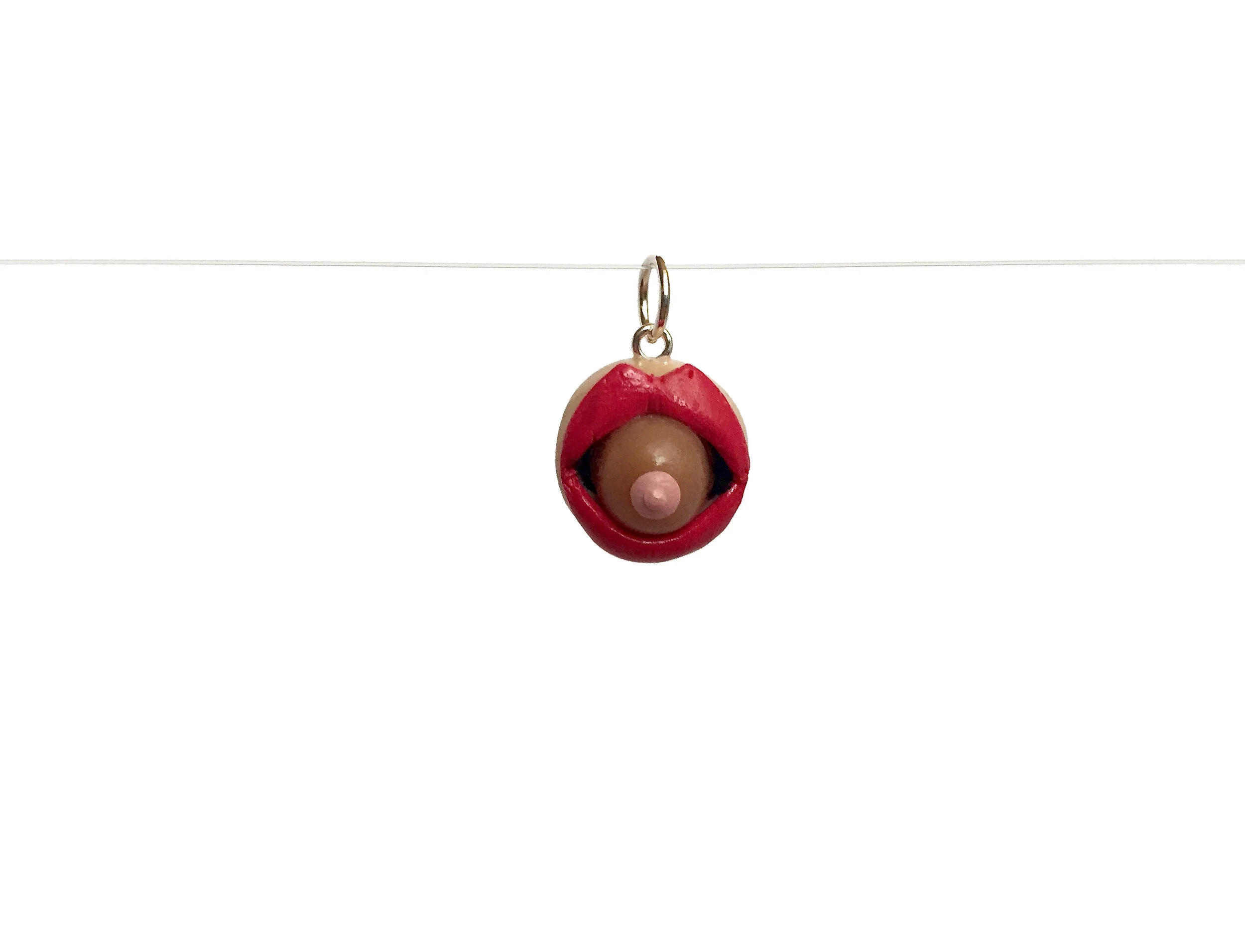 Mouth Eating Boob Polymer Clay Charm