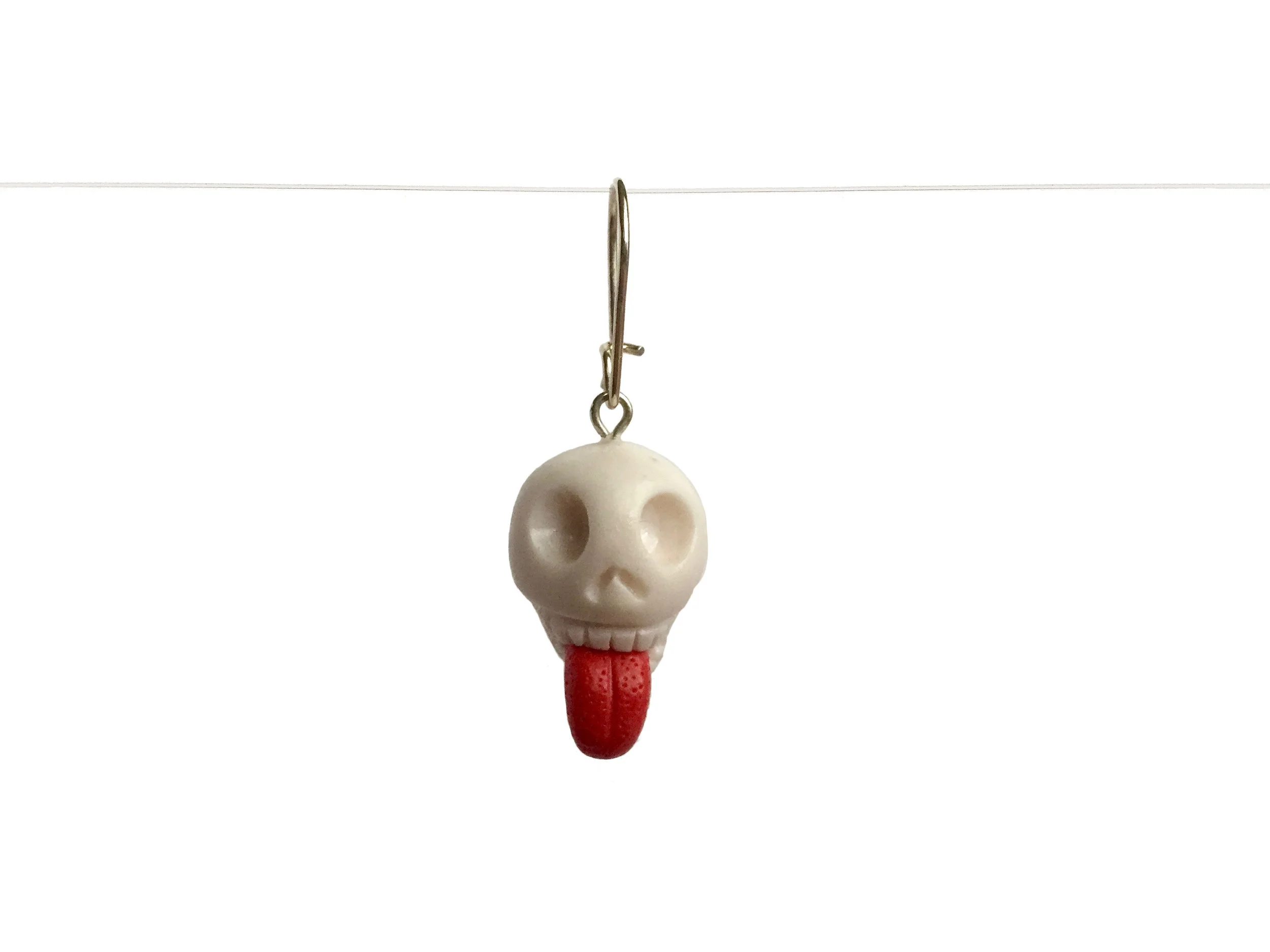 Skull with Tongue Sticking Out Polymer Clay Earring