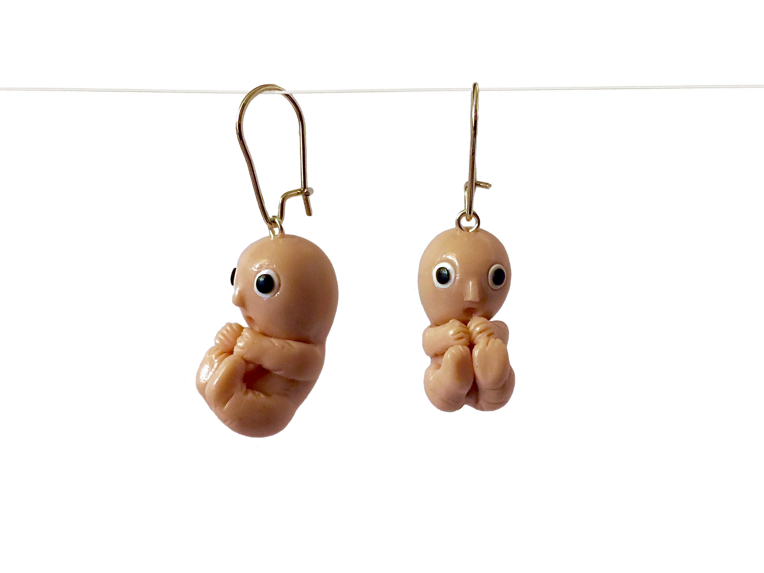 Twin Fetus Polymer Clay Earring
