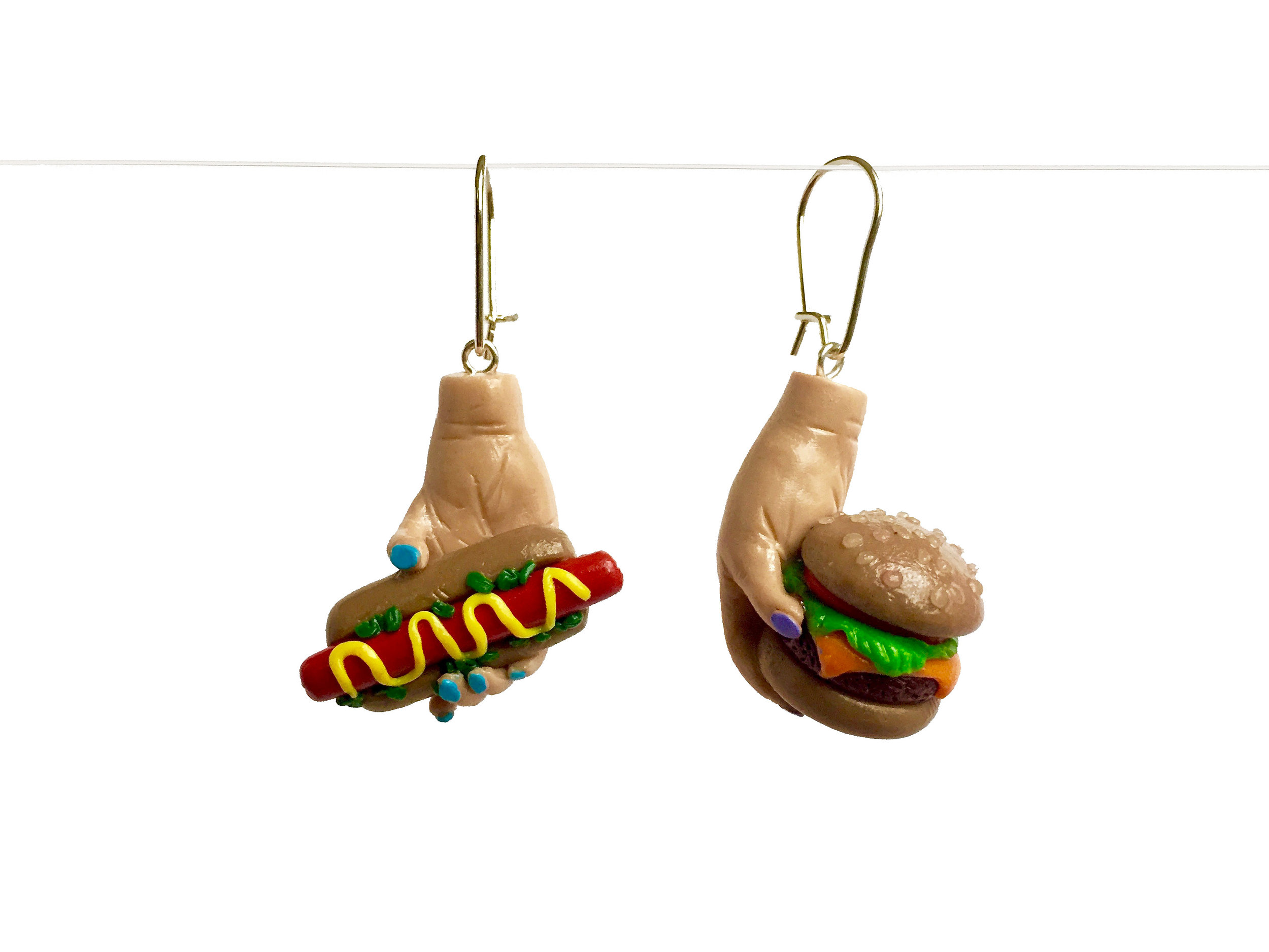 Hamburger Hotdog Polymer Clay Earring