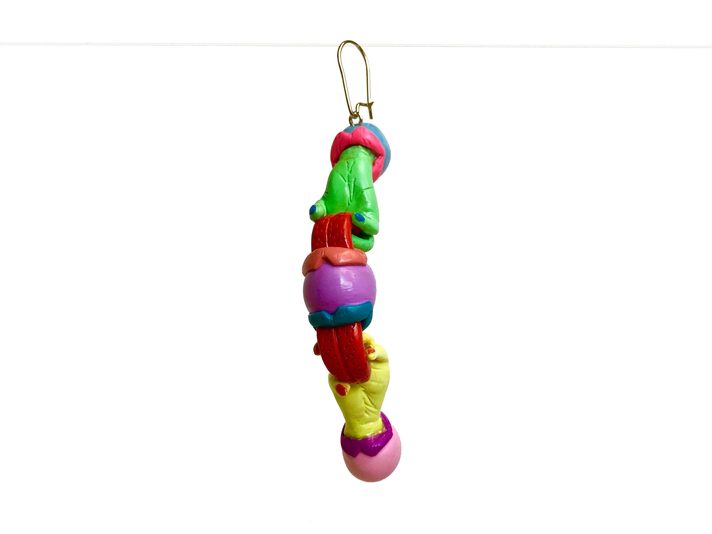 Hand and Tongue Polymer Clay Earring