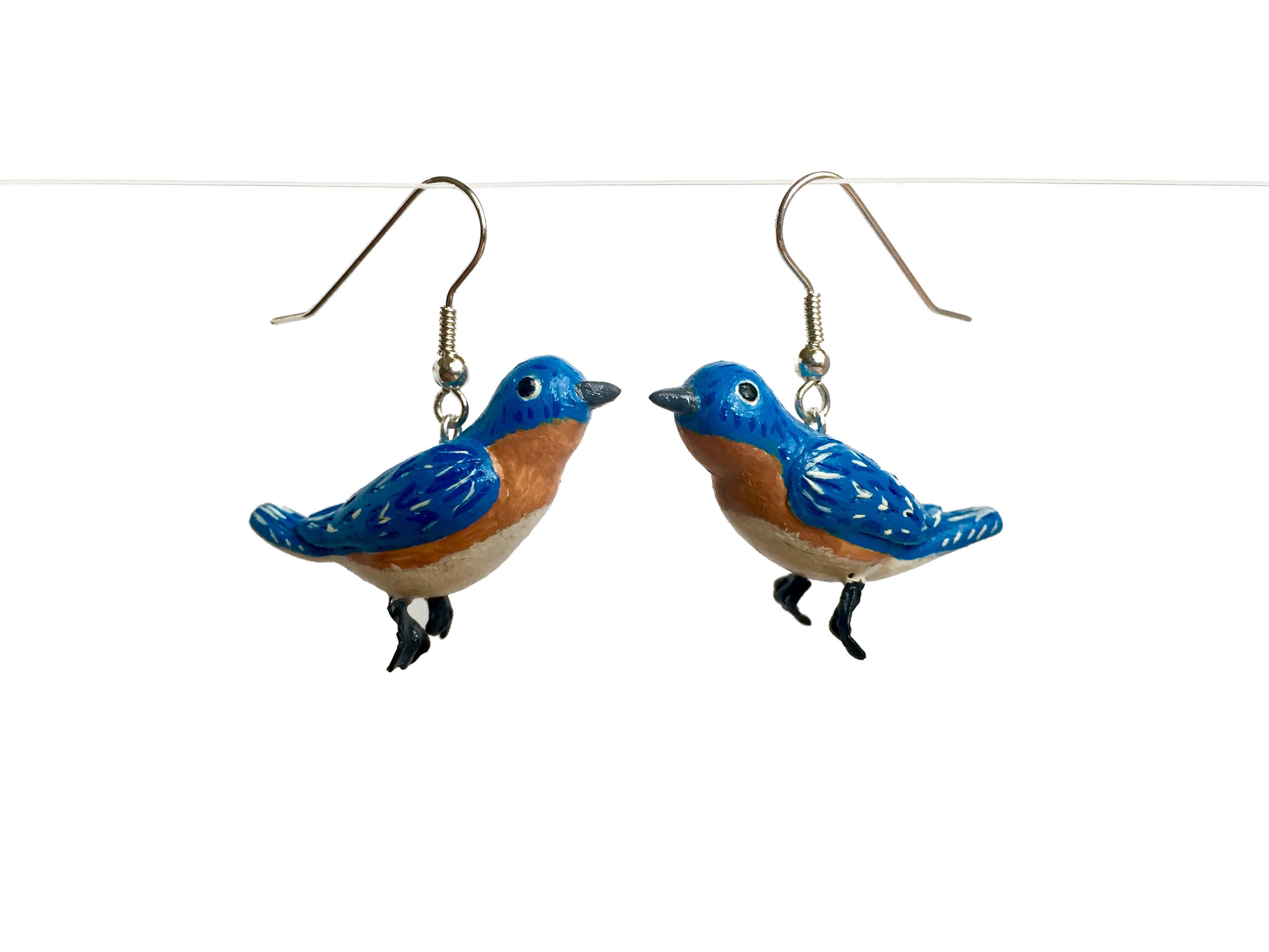 Blue Jay Polymer Clay Earrings