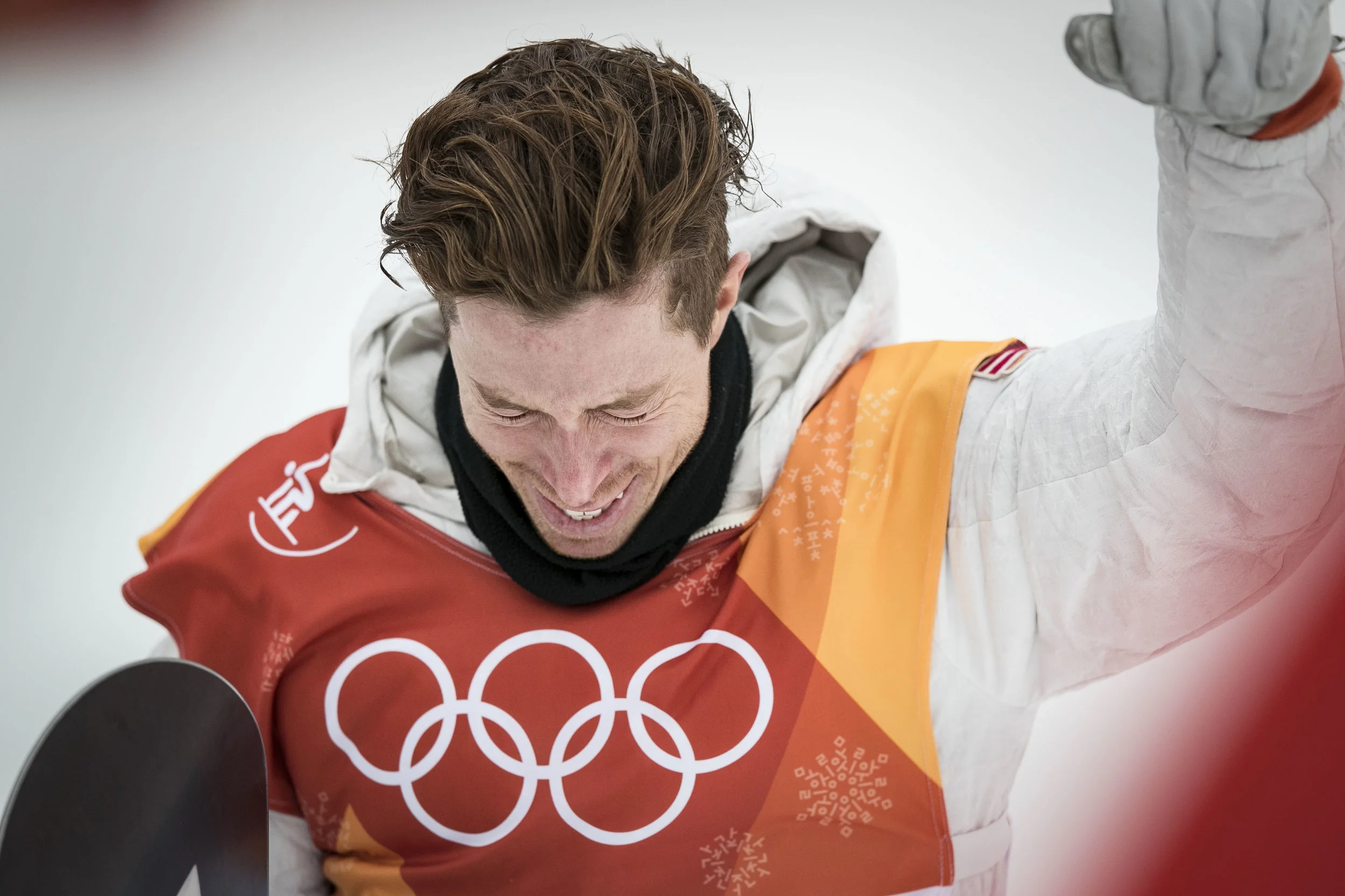  Halfpipe champion snowboarder Shaun White, cries tears of joy after seeing his score of 97.75 leading him to his third Olympic gold medal, Feb. 14 at Phoenix Snow Park. White broke into tears and hugged his friends and family before the venue celebr