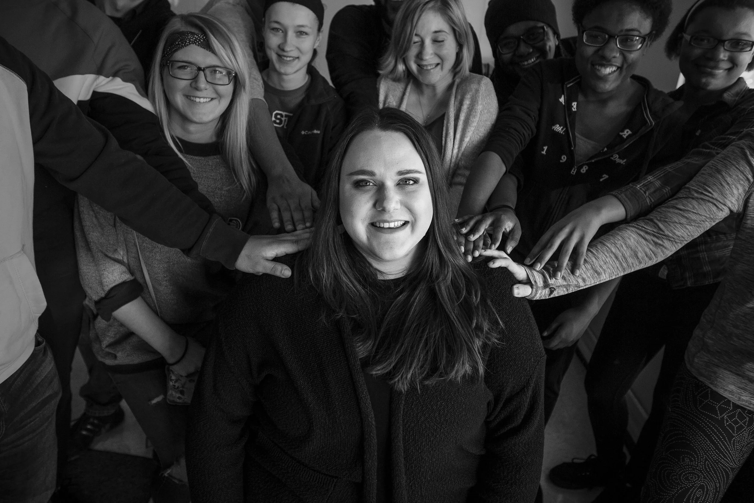  Ball State University guardian scholar program coordinator Olivia Fellows is surrounded by her students that look to her as guidance during their four years of college. Fellows stayed at Ball State University after completing her masters, then takin