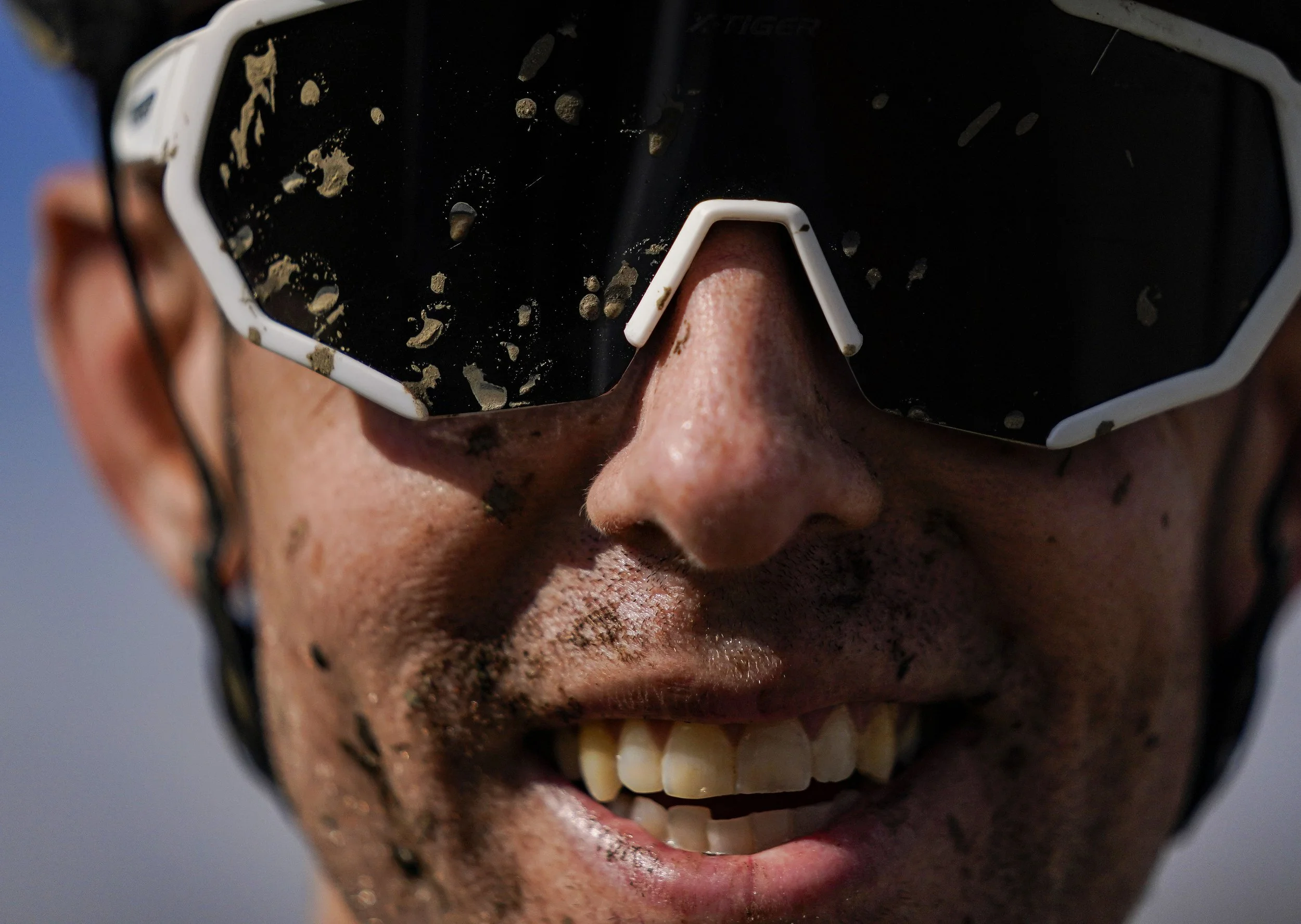  Mud cakes on the goggles of Ryan Burnette from Lafayette after racing in the Major Taylor Cross Cup race Sunday, Oct. 31, 2021 at the Indy Cycloplex on Cold Spring Road, in Indianapolis. "It's fun," said Burnette. "Better than golfing or boating, wh