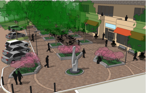 Pictured: Conceptual plaza plans from the Six Corners Master Plan