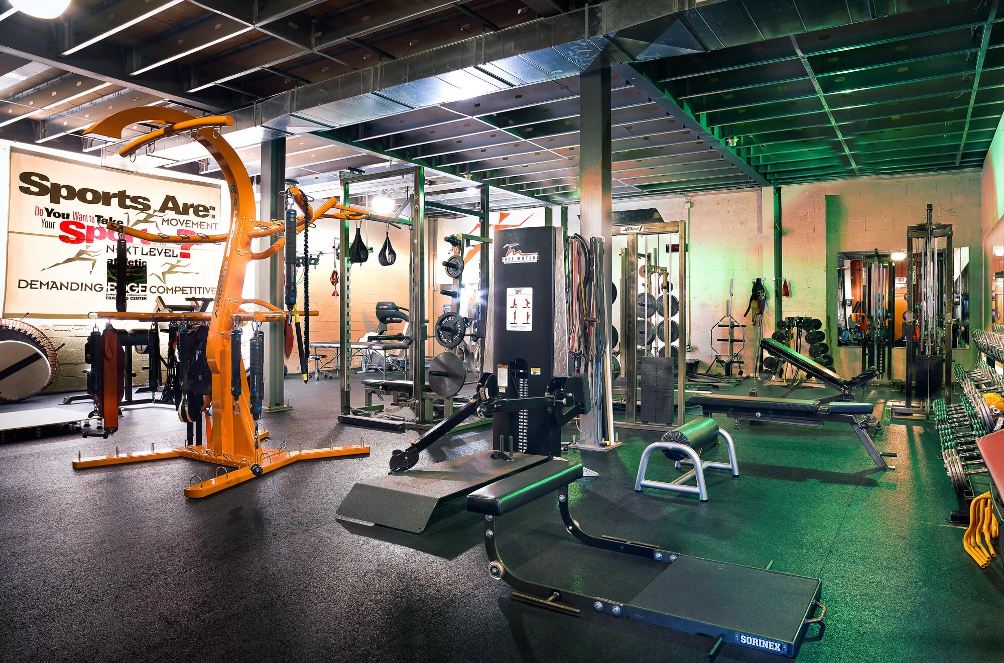 Athletic Edge performance training center's main gym area