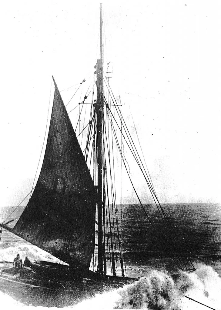 Pilot Cutter Cymro under tow in the Bristol Channel