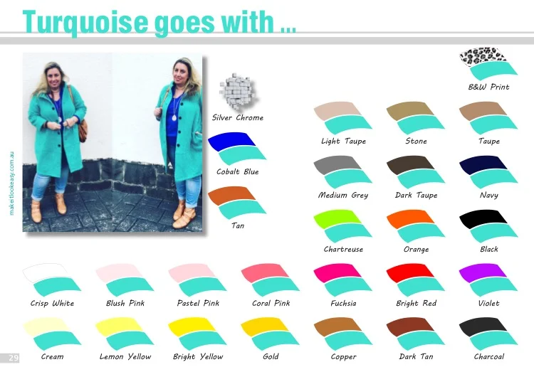 Best colours that go with turquoise.    Want the complete ebook of colour?  Click here to get your copy of The Real Hue .