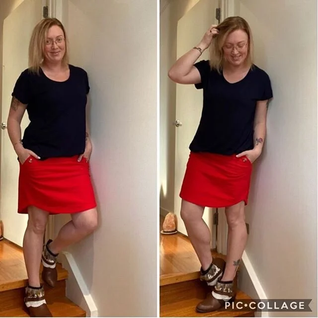 @carly_vibrantcreative in the gorgeous red Sally skirt. 
Do you want to know what colours suit you? Link in bio β¬οΈ #slowfashionstyle
 #nofastfashion
 #ecofriendlyfashion
 #lovedclotheslast
 #circularfashion
 #whatimwearingnow
 #whatiwore
 #whatimwear