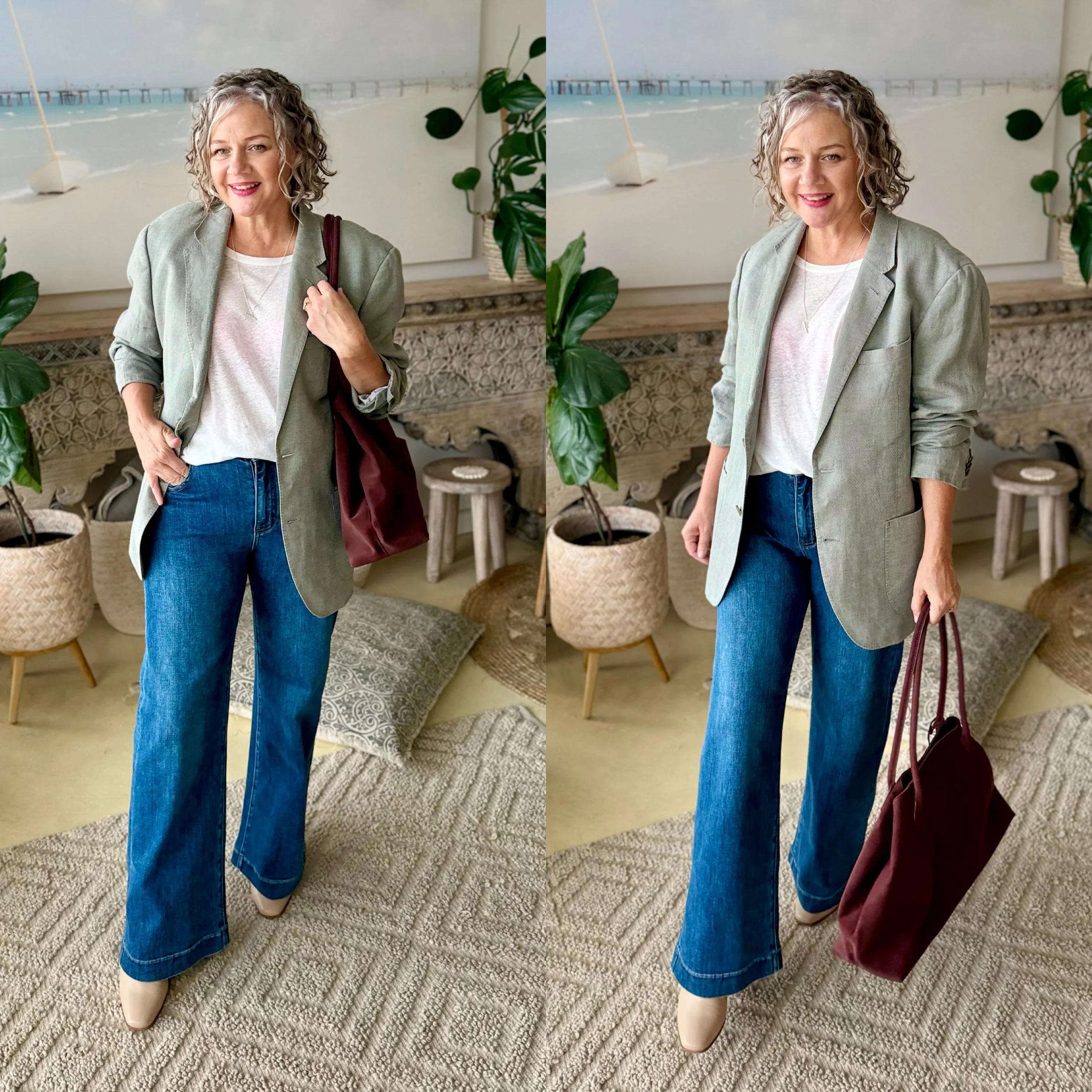 wide leg jenas blazer tee