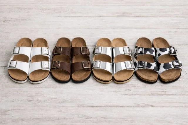 birks white brown silver animal print