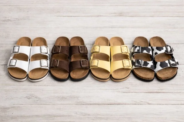 birks white brown gold animal print