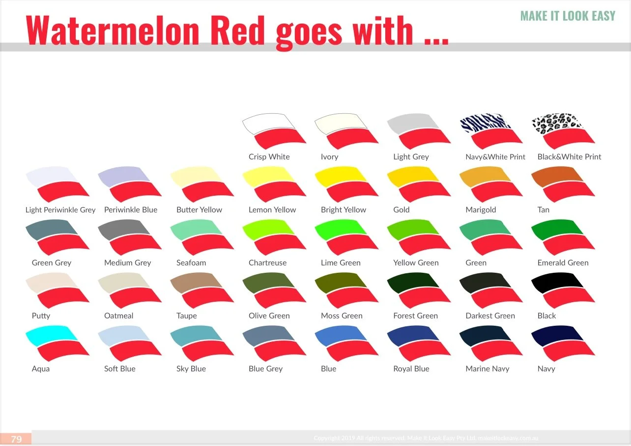 watermelon red goes with brilliant colour combinations