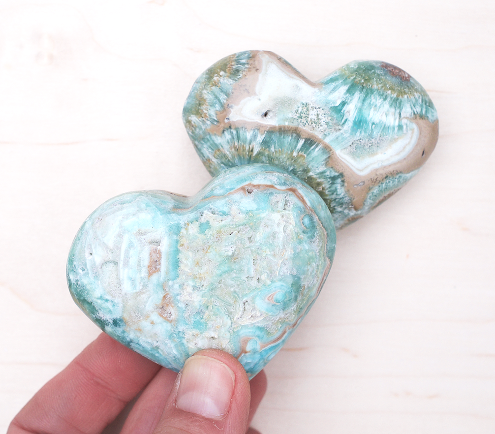 Kiwi Calcite Hearts
