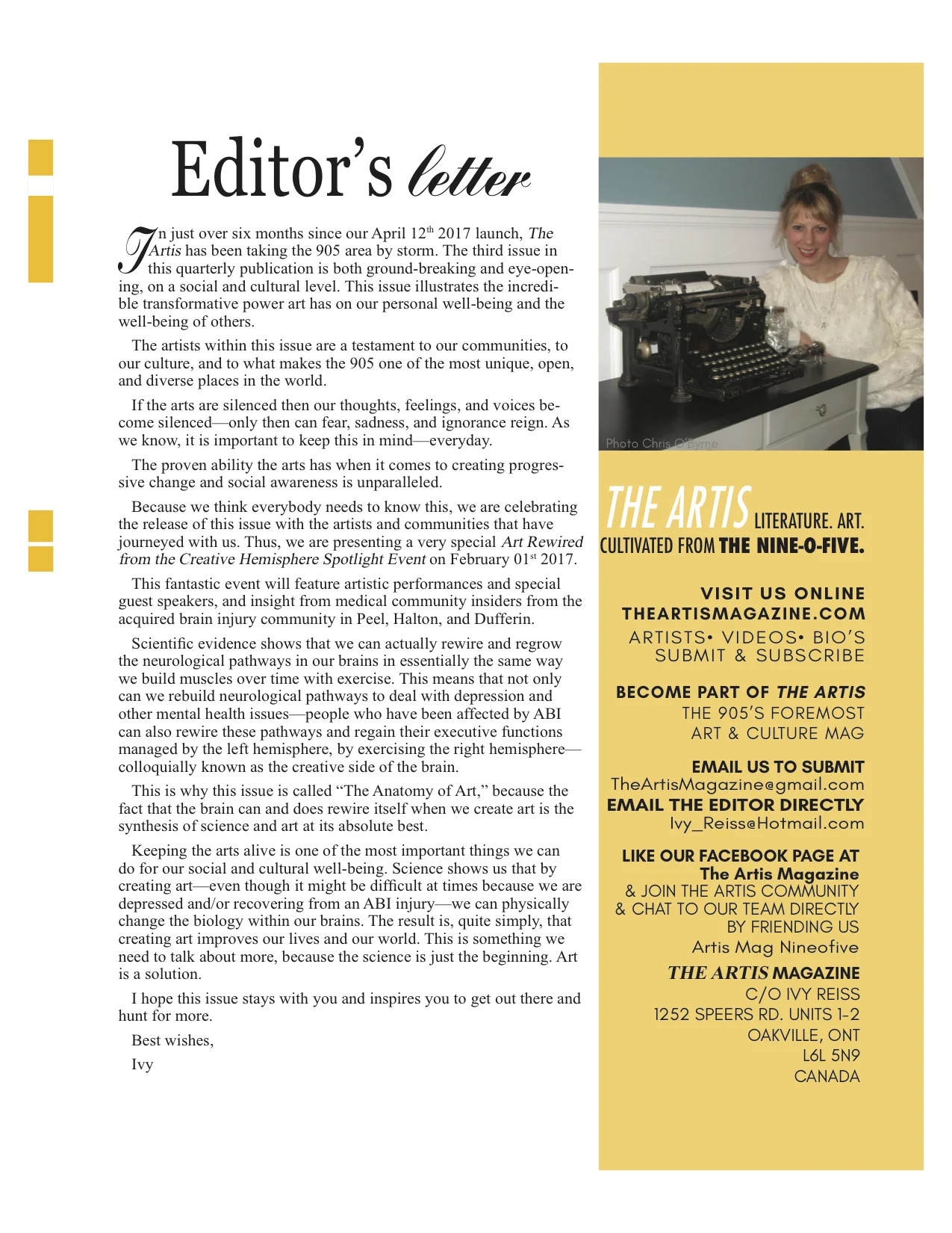 Read The Artis 3 Editor's Letter to see the vision for this issue and event.