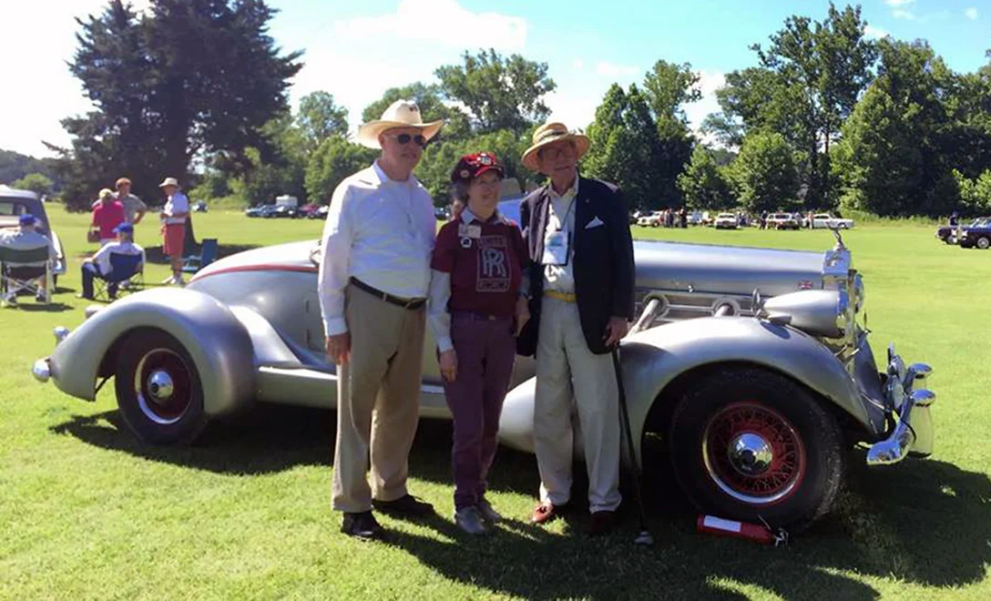 Jim and Myrna Schild with friend and fellow Spirit Region member Bill Davis and their 1948 Rolls-Royce Silver Wraith Westmoreland Speedster (nc).